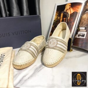 Giày Slip On Nữ Louis Vuitton LV Cloth Espadrilles - Màu Be Sang Trọng Size 36